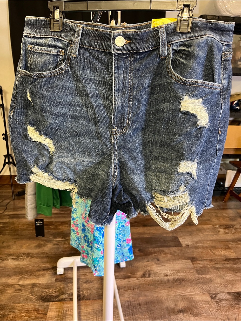 SO Distressed Dark Blue Denim Cutoff Shorts